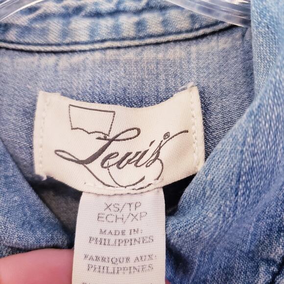 Levi's Western Denim Pearlized Snap Button Y2k Shirt - Picture 3 of 6